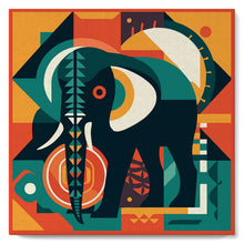 Carica l'immagine nel visualizzatore di Gallery, Mini Kit da Dipingere con i Numeri 20x20cm con cornice Elefante Astratto Stile Art-Deco