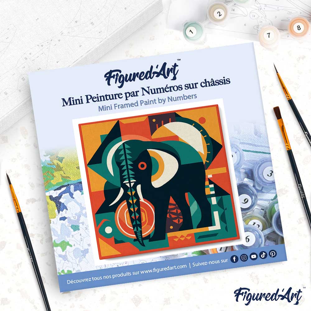 Pittura Con I Numeri Per Bambini – Elefante Con Cornice – Set Completo Per Dipingere Da 5 A 10 Anni