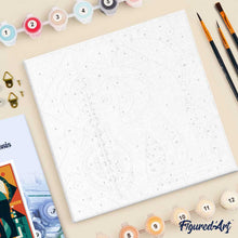 Carica l'immagine nel visualizzatore di Gallery, Mini Kit da Dipingere con i Numeri 20x20cm con cornice Elefante Astratto Stile Art-Deco