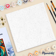 Carica l'immagine nel visualizzatore di Gallery, Mini Kit da Dipingere con i Numeri 20x20cm con cornice Leone Astratto Stile Art-Deco