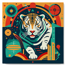 Carica l'immagine nel visualizzatore di Gallery, Mini Kit da Dipingere con i Numeri 20x20cm con cornice Tigre Astratta Stile Art-Deco