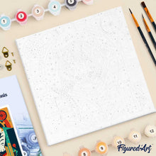 Carica l'immagine nel visualizzatore di Gallery, Mini Kit da Dipingere con i Numeri 20x20cm con cornice Tigre Astratta Stile Art-Deco