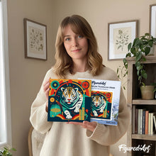 Carica l'immagine nel visualizzatore di Gallery, Mini Kit da Dipingere con i Numeri 20x20cm con cornice Tigre Astratta Stile Art-Deco