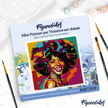 Carica l'immagine nel visualizzatore di Gallery, Mini Kit da Dipingere con i Numeri 20x20cm con cornice Donna Afroamericana Pop Art