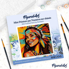 Carica l'immagine nel visualizzatore di Gallery, Mini Kit da Dipingere con i Numeri 20x20cm con cornice Nativa d'America Pop Art