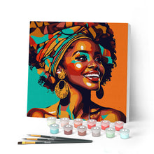Carica l'immagine nel visualizzatore di Gallery, Mini Kit da Dipingere con i Numeri con cornice Regina Africana Pop Art