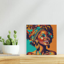 Carica l'immagine nel visualizzatore di Gallery, Mini Kit da Dipingere con i Numeri 20x20cm con cornice Regina Africana Pop Art