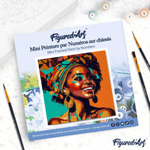 Carica l'immagine nel visualizzatore di Gallery, Mini Kit da Dipingere con i Numeri 20x20cm con cornice Regina Africana Pop Art