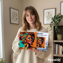 Carica l'immagine nel visualizzatore di Gallery, Mini Kit da Dipingere con i Numeri 20x20cm con cornice Regina Africana Pop Art