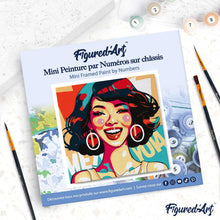 Carica l'immagine nel visualizzatore di Gallery, Mini Kit da Dipingere con i Numeri 20x20cm con cornice Donna Affascinante Pop Art
