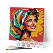 Carica l'immagine nel visualizzatore di Gallery, Mini Kit da Dipingere con i Numeri con cornice Donna Esotica Pop Art