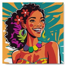 Carica l'immagine nel visualizzatore di Gallery, Mini Kit da Dipingere con i Numeri 20x20cm con cornice Donna dell'Isola Pop Art