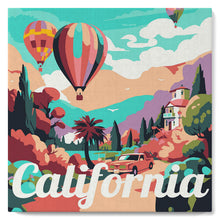 Carica l'immagine nel visualizzatore di Gallery, Mini Kit da Dipingere con i Numeri 20x20cm con cornice Mongolfiere in California