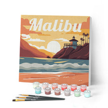 Carica l'immagine nel visualizzatore di Gallery, Mini Kit da Dipingere con i Numeri con cornice Spiaggia di Malibu
