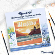 Carica l'immagine nel visualizzatore di Gallery, Mini Kit da Dipingere con i Numeri 20x20cm con cornice Spiaggia di Malibu