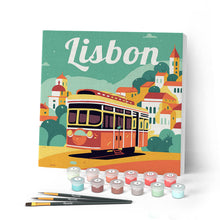 Carica l'immagine nel visualizzatore di Gallery, Mini Kit da Dipingere con i Numeri con cornice Lisbona