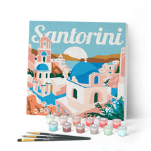 Carica l'immagine nel visualizzatore di Gallery, Mini Kit da Dipingere con i Numeri con cornice Alba a Santorini
