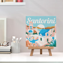 Carica l'immagine nel visualizzatore di Gallery, Mini Kit da Dipingere con i Numeri 20x20cm con cornice Alba a Santorini