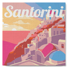 Carica l'immagine nel visualizzatore di Gallery, Mini Kit da Dipingere con i Numeri 20x20cm con cornice Tramonto a Santorini