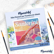 Carica l'immagine nel visualizzatore di Gallery, Mini Kit da Dipingere con i Numeri 20x20cm con cornice Tramonto a Santorini