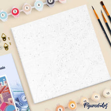 Carica l'immagine nel visualizzatore di Gallery, Mini Kit da Dipingere con i Numeri 20x20cm con cornice Tramonto a Santorini