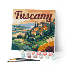 Carica l'immagine nel visualizzatore di Gallery, Mini Kit da Dipingere con i Numeri con cornice Estate in Toscana