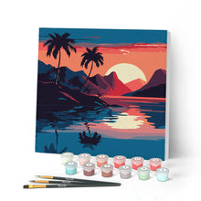 Carica l'immagine nel visualizzatore di Gallery, Mini Kit da Dipingere con i Numeri con cornice - Il Mare e il Tramonto