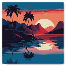 Carica l'immagine nel visualizzatore di Gallery, Mini Kit da Dipingere con i Numeri 20x20cm con cornice - Il Mare e il Tramonto