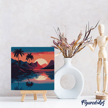 Carica l'immagine nel visualizzatore di Gallery, Mini Kit da Dipingere con i Numeri 20x20cm con cornice - Il Mare e il Tramonto