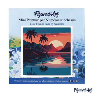Mini Kit da Dipingere con i Numeri 20x20cm con cornice - Il Mare e il Tramonto