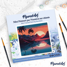 Carica l'immagine nel visualizzatore di Gallery, Mini Kit da Dipingere con i Numeri 20x20cm con cornice - Il Mare e il Tramonto