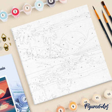 Carica l'immagine nel visualizzatore di Gallery, Mini Kit da Dipingere con i Numeri 20x20cm con cornice - Il Mare e il Tramonto