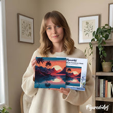 Carica l'immagine nel visualizzatore di Gallery, Mini Kit da Dipingere con i Numeri 20x20cm con cornice - Il Mare e il Tramonto