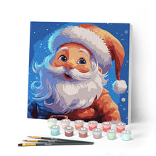 Carica l'immagine nel visualizzatore di Gallery, Mini Kit da Dipingere con i Numeri con cornice - Sorridente Babbo Natale