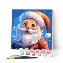 Carica l'immagine nel visualizzatore di Gallery, Mini Kit da Dipingere con i Numeri con cornice - Sorridente Babbo Natale