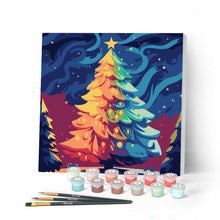 Carica l'immagine nel visualizzatore di Gallery, Mini Kit da Dipingere con i Numeri con cornice - Albero di Natale Colorato