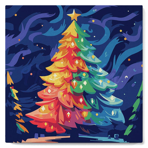 Mini Kit da Dipingere con i Numeri con cornice - Albero di Natale Colorato