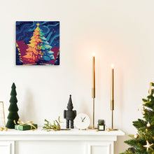 Carica l'immagine nel visualizzatore di Gallery, Mini Kit da Dipingere con i Numeri 20x20cm con cornice - Albero di Natale Colorato