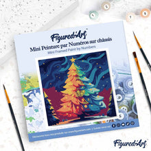 Carica l'immagine nel visualizzatore di Gallery, Mini Kit da Dipingere con i Numeri 20x20cm con cornice - Albero di Natale Colorato