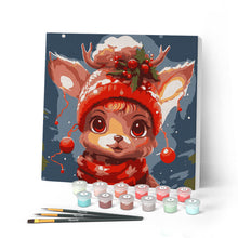Carica l'immagine nel visualizzatore di Gallery, Mini Kit da Dipingere con i Numeri con cornice - Dolce renna fantastica