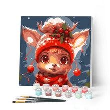 Carica l'immagine nel visualizzatore di Gallery, Mini Kit da Dipingere con i Numeri con cornice - Dolce renna fantastica