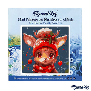Mini Kit da Dipingere con i Numeri 20x20cm con cornice - Dolce renna fantastica