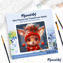 Carica l'immagine nel visualizzatore di Gallery, Mini Kit da Dipingere con i Numeri 20x20cm con cornice - Dolce renna fantastica