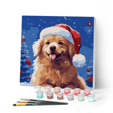 Carica l'immagine nel visualizzatore di Gallery, Mini Kit da Dipingere con i Numeri con cornice Allegro Cane a Natale
