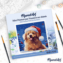 Carica l'immagine nel visualizzatore di Gallery, Mini Kit da Dipingere con i Numeri 20x20cm con cornice Allegro Cane a Natale