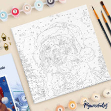 Carica l'immagine nel visualizzatore di Gallery, Mini Kit da Dipingere con i Numeri 20x20cm con cornice Allegro Cane a Natale