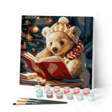Carica l'immagine nel visualizzatore di Gallery, Mini Kit da Dipingere con i Numeri con cornice - Dolce orso che legge