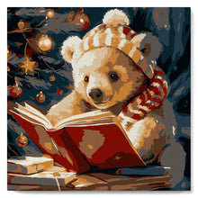 Carica l'immagine nel visualizzatore di Gallery, Mini Kit da Dipingere con i Numeri 20x20cm con cornice - Dolce orso che legge