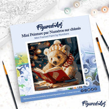 Carica l'immagine nel visualizzatore di Gallery, Mini Kit da Dipingere con i Numeri 20x20cm con cornice - Dolce orso che legge