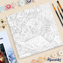 Carica l'immagine nel visualizzatore di Gallery, Mini Kit da Dipingere con i Numeri 20x20cm con cornice - Dolce orso che legge